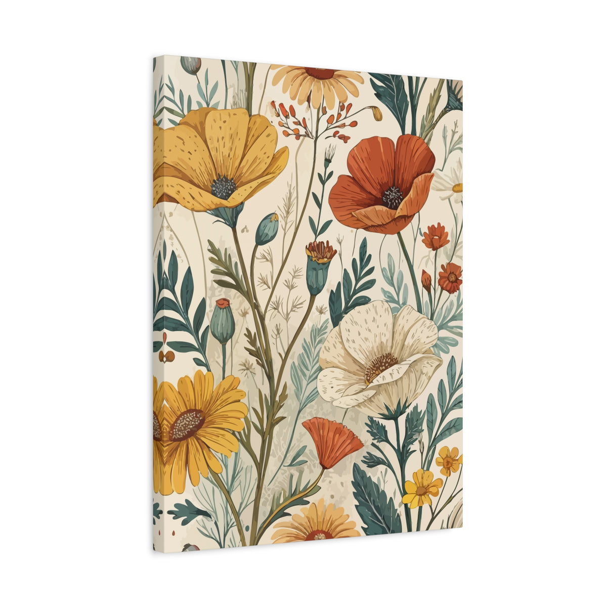 Wildflowers Pattern 170 - 18 in x 24 in Matte Canvas, Stretched, 1.25 in