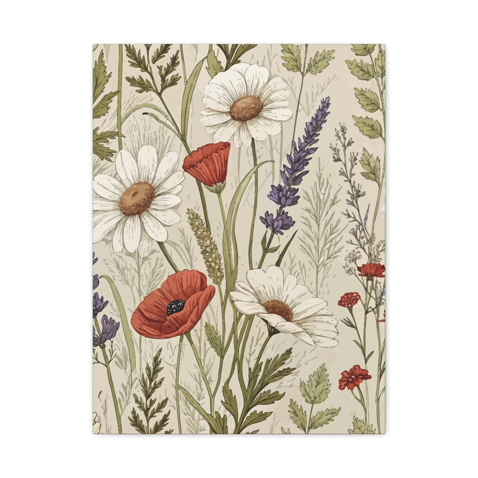 Wildflowers Pattern 128 - 18 in x 24 in Matte Canvas, Stretched, 1.25 in