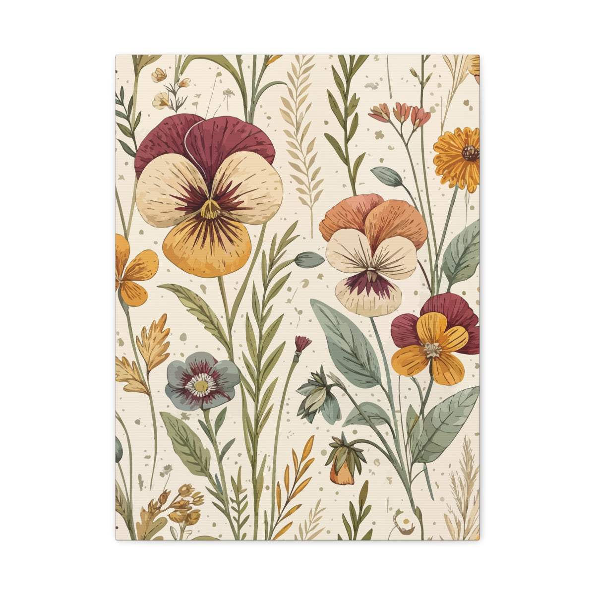 Wildflowers Pattern 010 - 18 in x 24 in Matte Canvas, Stretched, 1.25 in