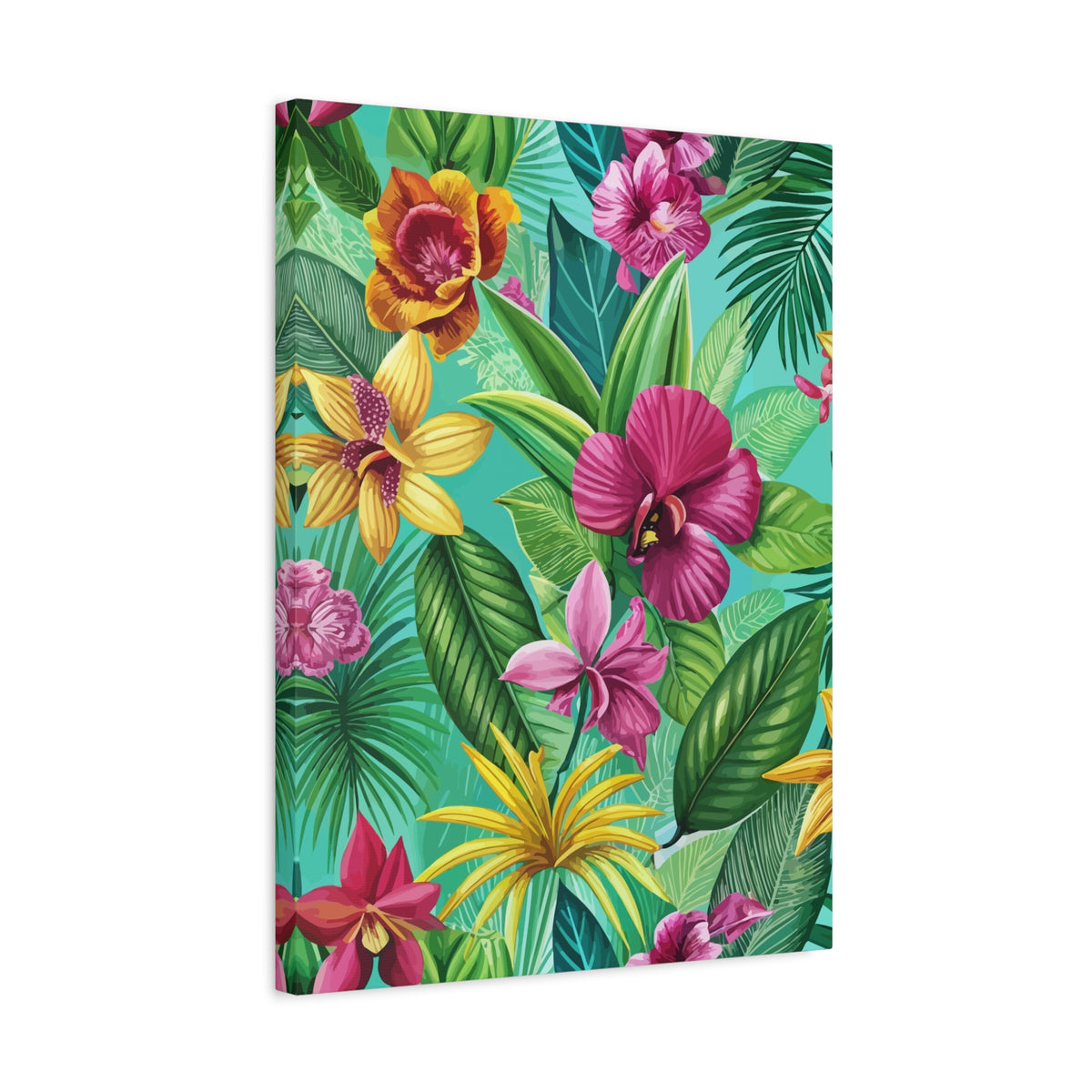 Folk Floral Pattern, Colombian Inspired 01 - 18 in x 24 in Matte Canvas, Stretched, 1.25 in