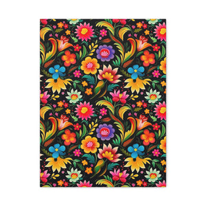 Mexican Floral Fiesta Pattern 033 - 18 in x 24 in Matte Canvas, Stretched, 1.25 in