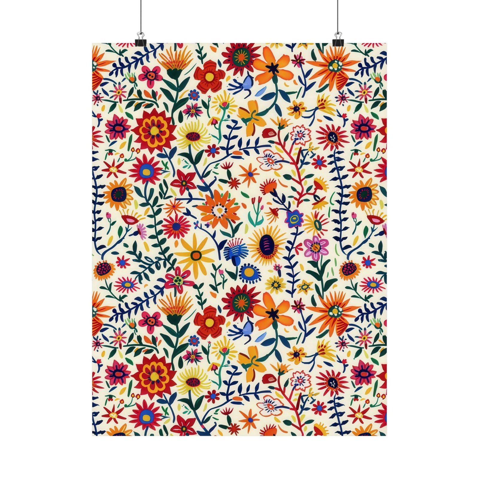 Mexican Floral Fiesta Pattern 011 - 18 in x 24 in Matte Poster
