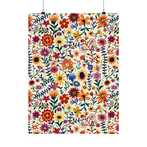 Mexican Floral Fiesta Pattern 011 - 18 in x 24 in Matte Poster