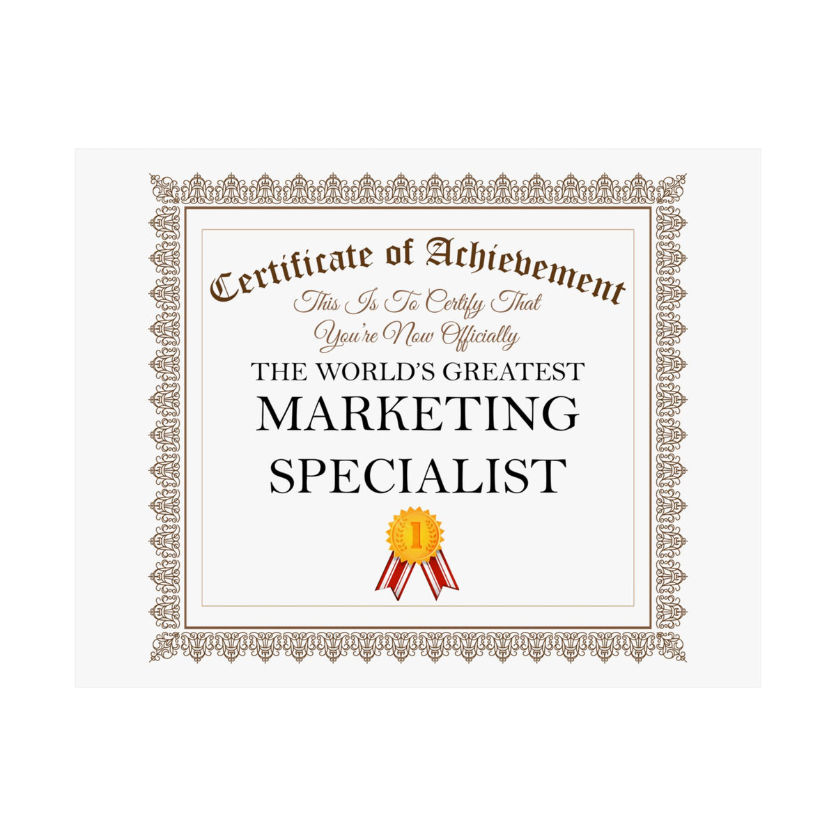 World's Greatest Marketing Specialist - 14 in x 11 in Matte Poster