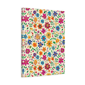 Mexican Floral Fiesta Pattern 005 - 18 in x 24 in Matte Canvas, Stretched, 1.25 in