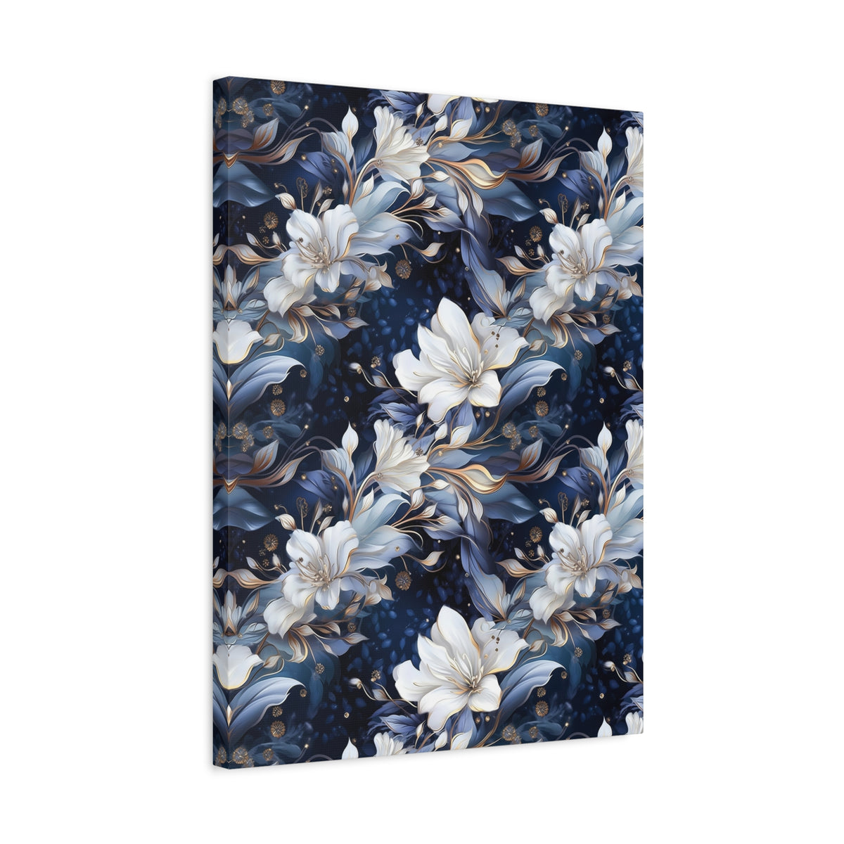 Nocturnal Bloom Pattern 005 - 18 in x 24 in Matte Canvas, Stretched, 1.25 in