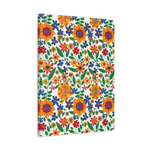 Mexican Floral Fiesta Pattern 007 - 18 in x 24 in Matte Canvas, Stretched, 1.25 in