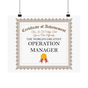 World's Greatest Operation Manager - 14 in x 11 in Matte Poster