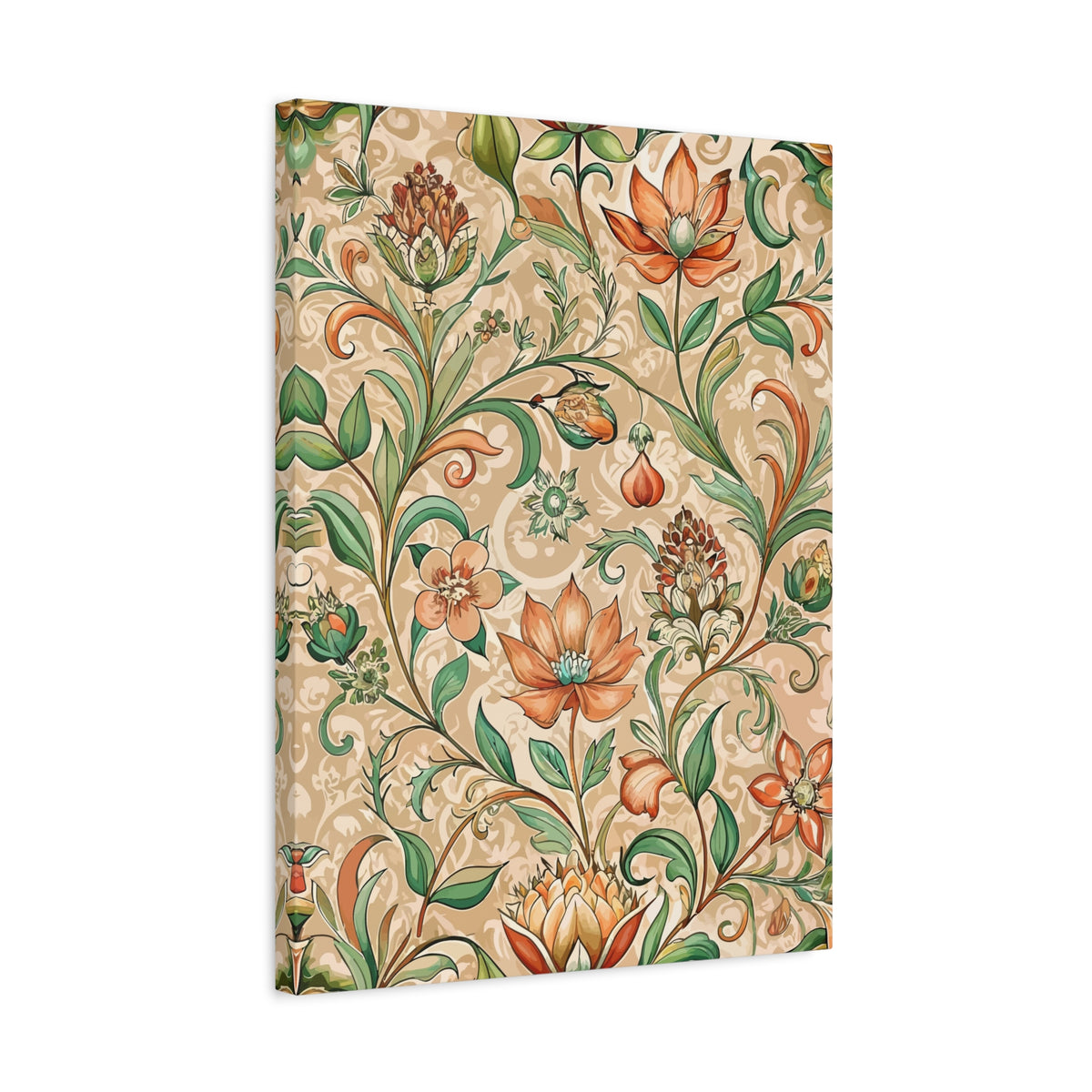 Folk Floral Pattern, Middle Eastern Inspired 02 - 18 in x 24 in Matte Canvas, Stretched, 1.25 in