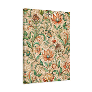 Folk Floral Pattern, Middle Eastern Inspired 02 - 18 in x 24 in Matte Canvas, Stretched, 1.25 in