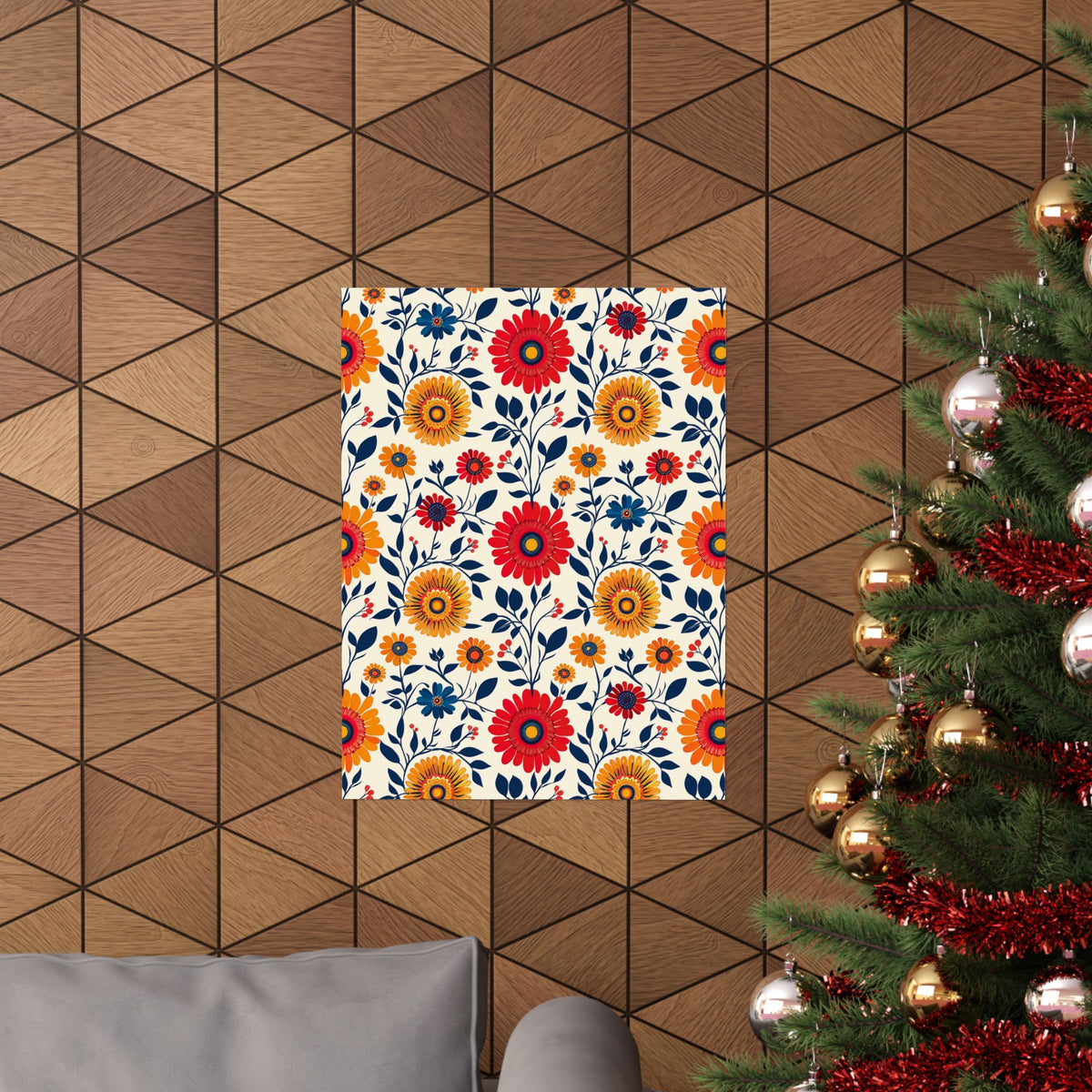 Mexican Floral Fiesta Pattern 040 - 18 in x 24 in Matte Poster