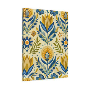 Folk Floral Pattern, Scandinavian Inspired 05 - 18 in x 24 in Matte Canvas, Stretched, 1.25 in