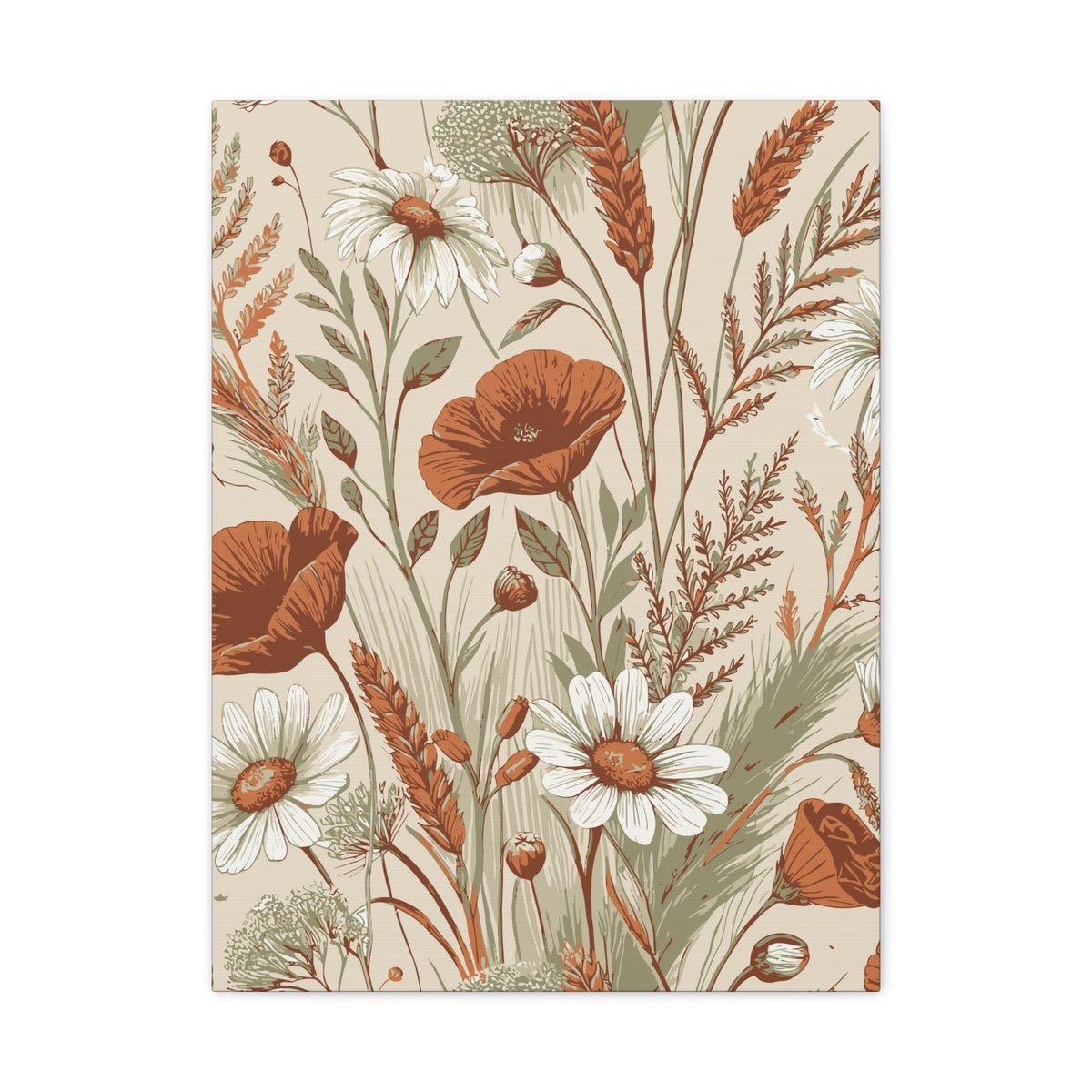 Wildflowers Pattern 165 - 18 in x 24 in Matte Canvas, Stretched, 1.25 in