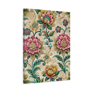 Folk Floral Pattern, Bhutanese Inspired 01 - 18 in x 24 in Matte Canvas, Stretched, 1.25 in