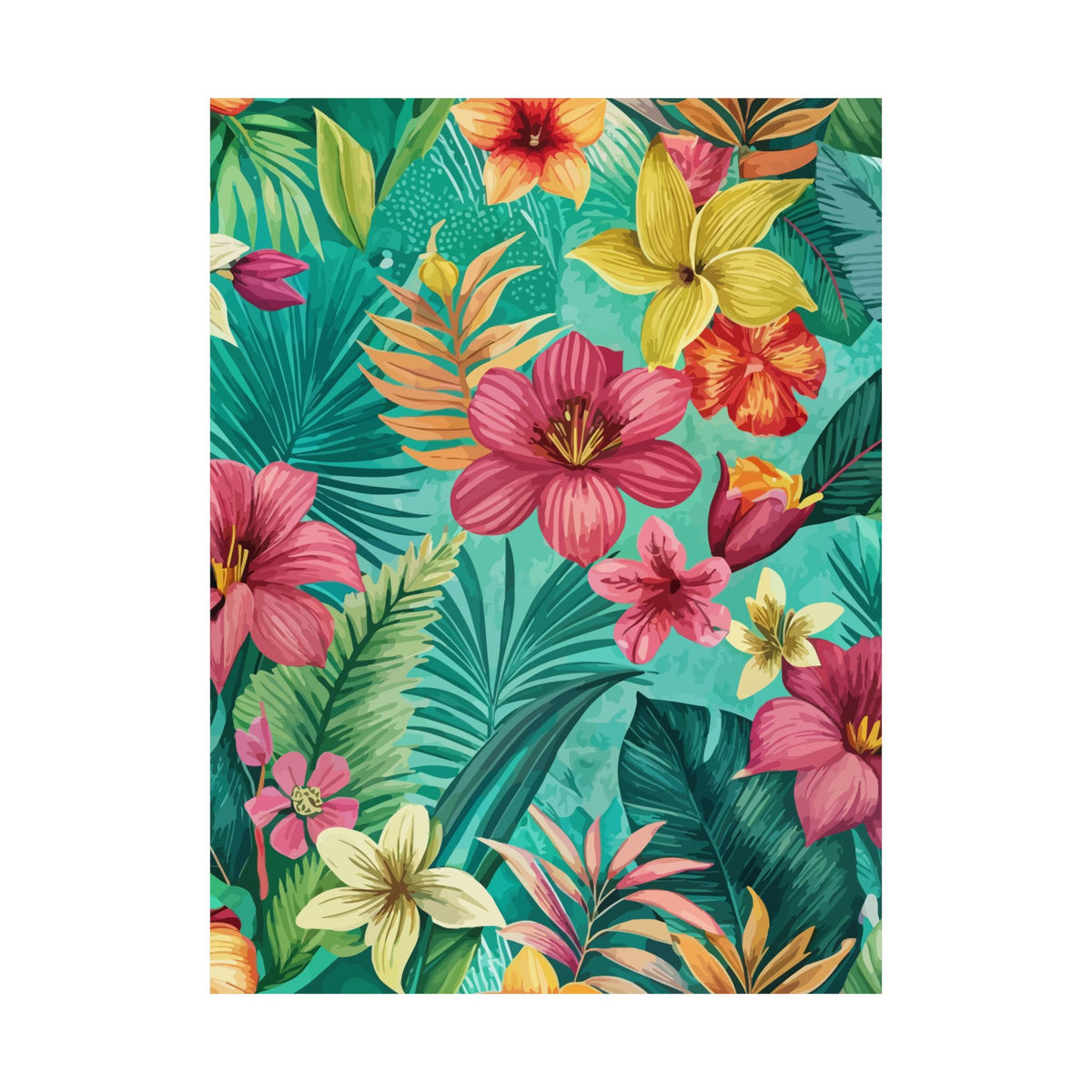 Folk Floral Pattern, South American Inspired 01 - 18 in x 24 in Matte Poster