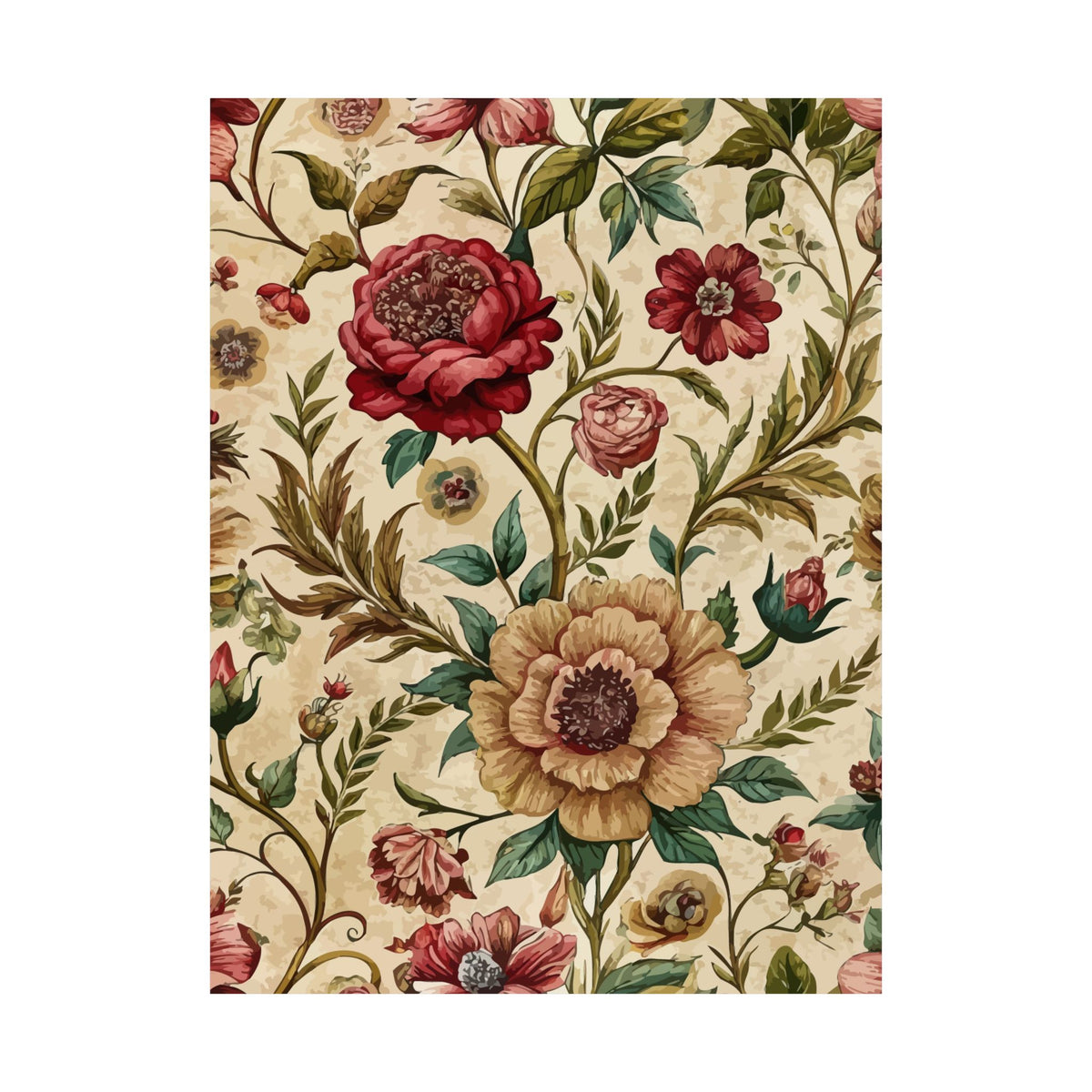 Folk Floral Pattern, Iranian Inspired 04 - 18 in x 24 in Matte Poster
