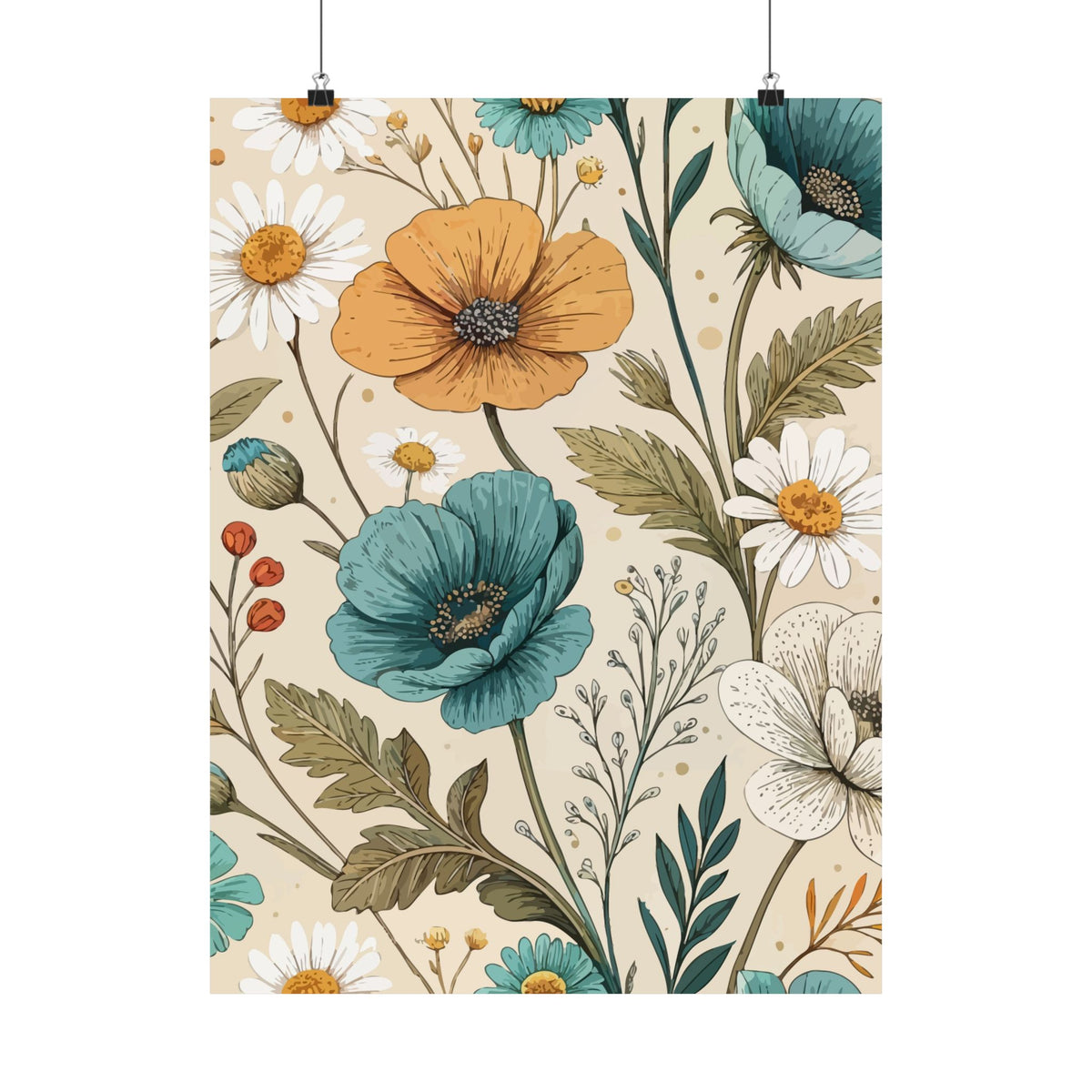 Wildflowers Pattern 073 - 18 in x 24 in Matte Poster