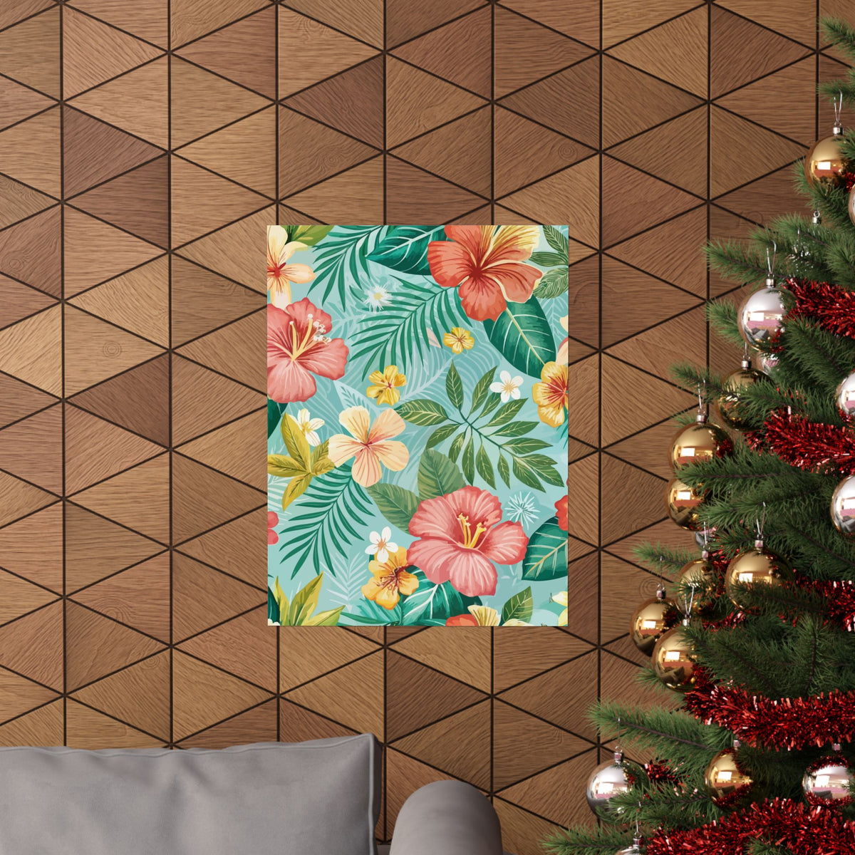 Folk Floral Pattern, Hawaiian Inspired 01 - 18 in x 24 in Matte Poster