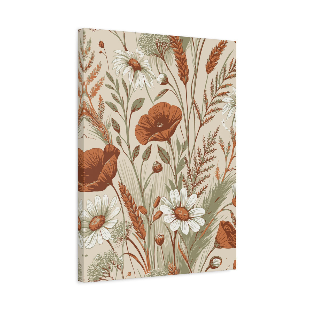 Wildflowers Pattern 165 - 18 in x 24 in Matte Canvas, Stretched, 1.25 in