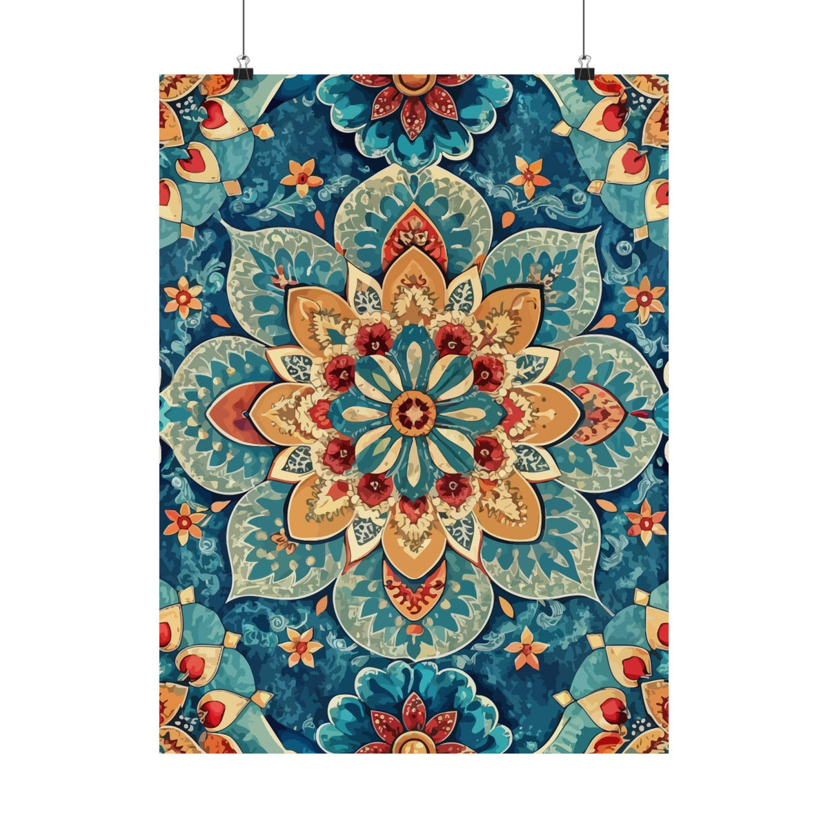 Folk Floral Pattern, Moroccan Inspired 05 - 18 in x 24 in Matte Poster