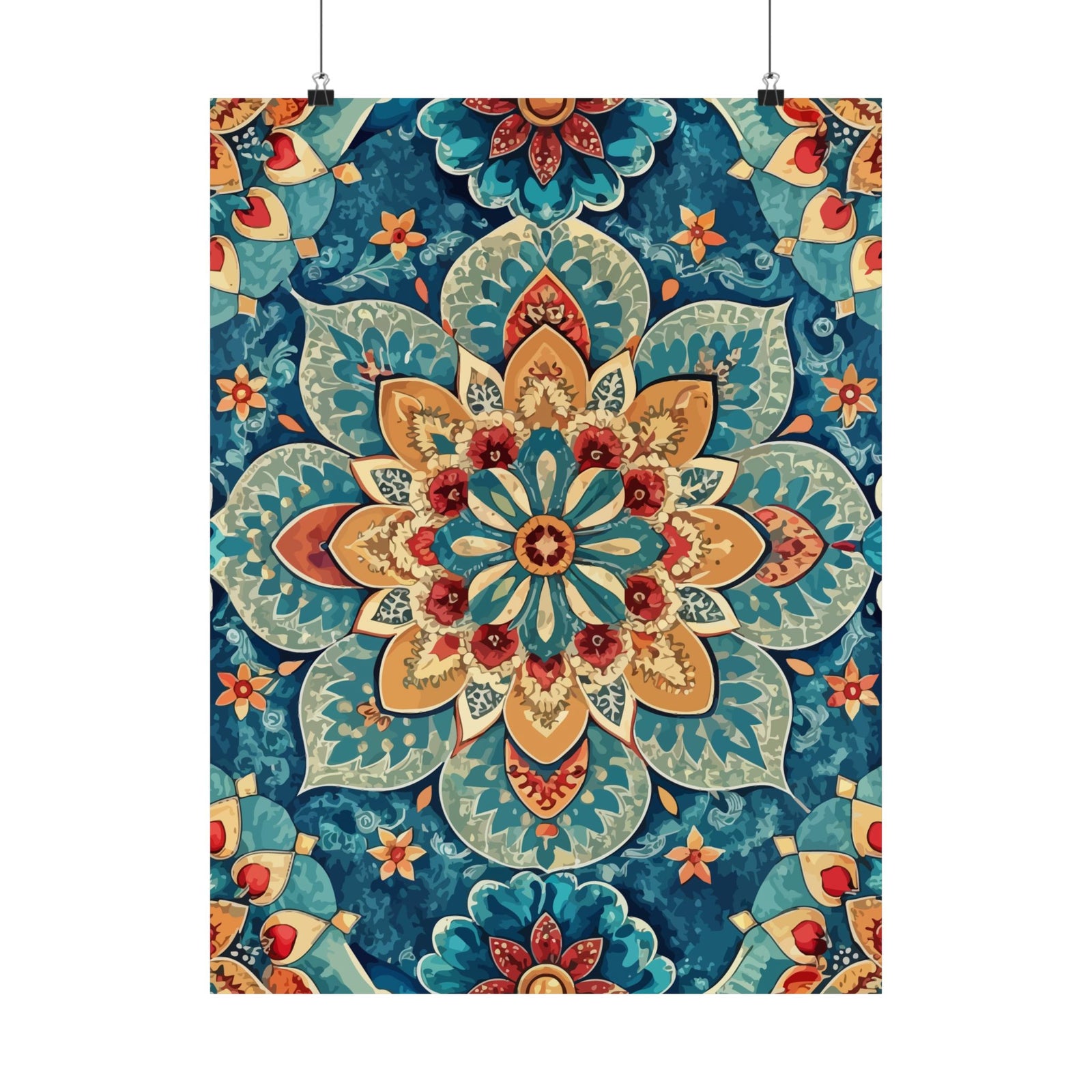 Folk Floral Pattern, Moroccan Inspired 05 - 18 in x 24 in Matte Poster