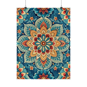 Folk Floral Pattern, Moroccan Inspired 05 - 18 in x 24 in Matte Poster