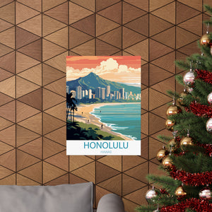 Famous Travel Destinations - Honolulu, Hawaii - 18 in x 24 in Matte Poster
