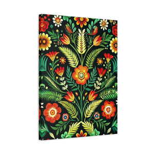 Folk Floral Pattern, Polish Inspired 02 - 18 in x 24 in Matte Canvas, Stretched, 1.25 in