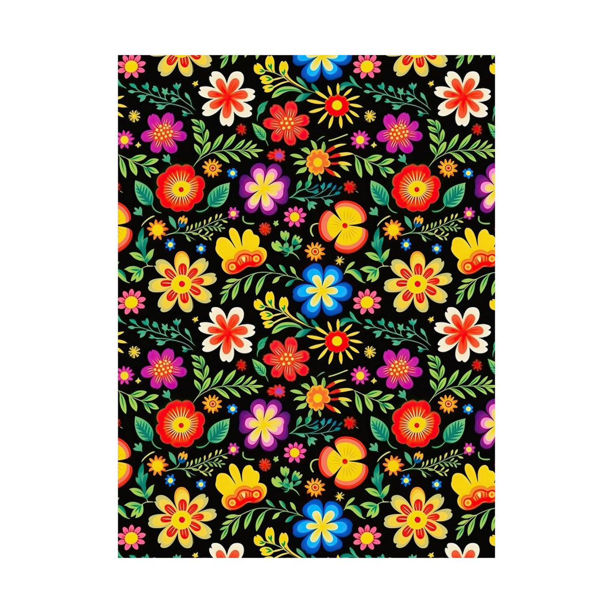 Mexican Floral Fiesta Pattern 032 - 18 in x 24 in Matte Poster
