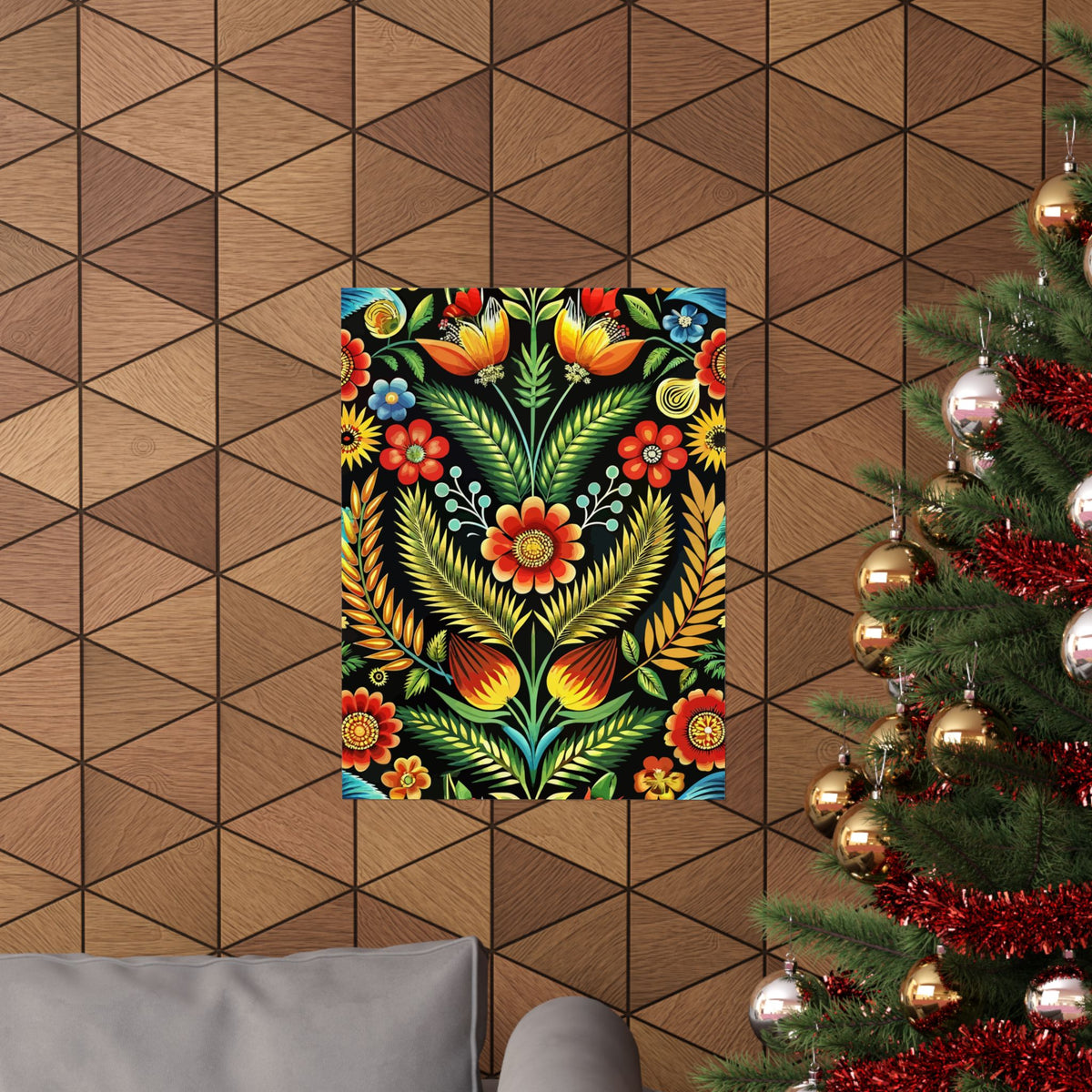 Folk Floral Pattern, Polish Inspired 01 - 18 in x 24 in Matte Poster