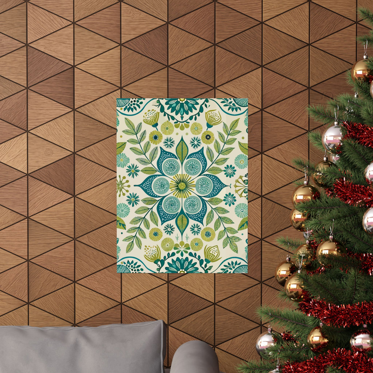 Folk Floral Pattern, Scandinavian Inspired 08 - 18 in x 24 in Matte Poster