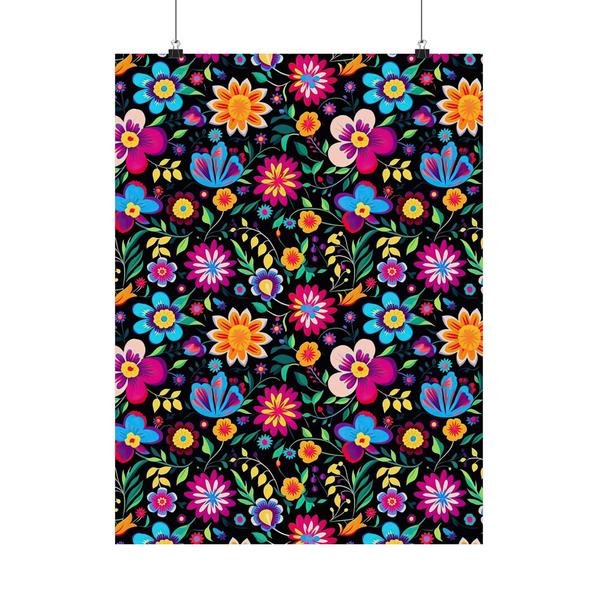 Mexican Floral Fiesta Pattern 034 - 18 in x 24 in Matte Poster