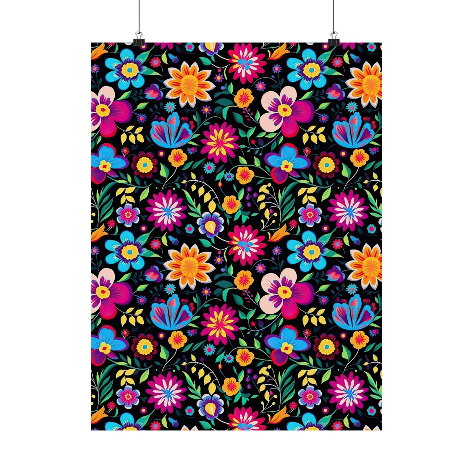 Mexican Floral Fiesta Pattern 034 - 18 in x 24 in Matte Poster