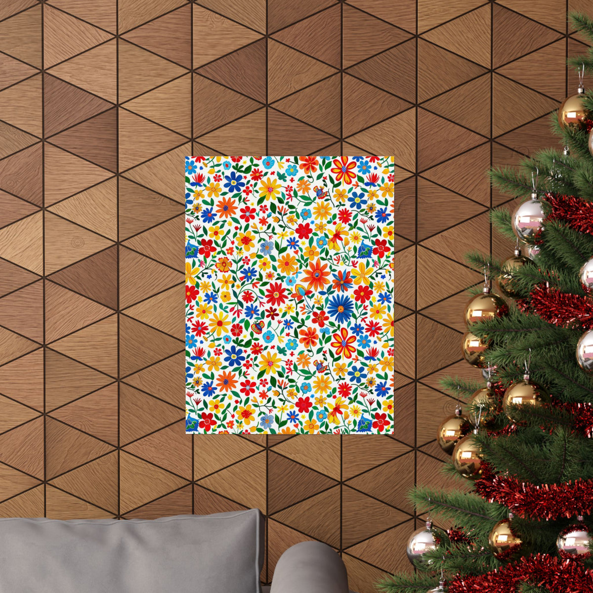 Mexican Floral Fiesta Pattern 009 - 18 in x 24 in Matte Poster