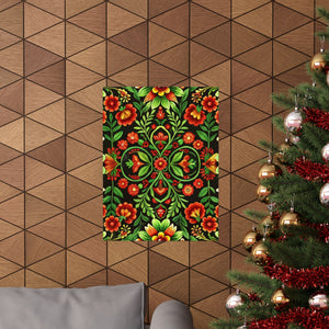 Folk Floral Pattern, Hungarian Inspired 04 - 18 in x 24 in Matte Poster