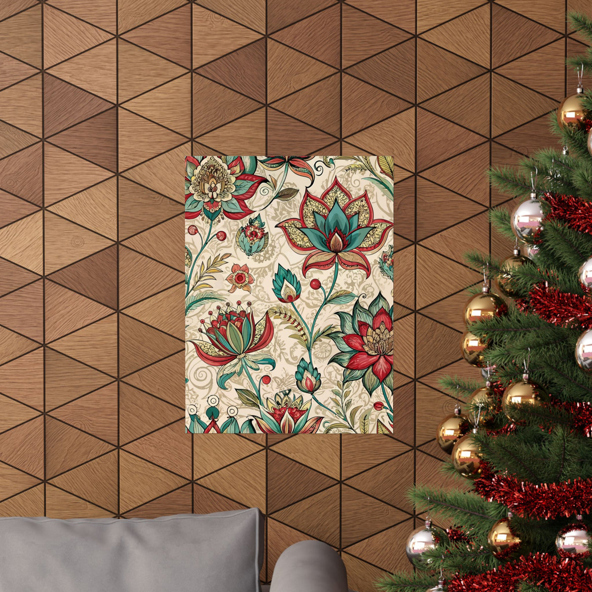 Folk Floral Pattern, Indian Inspired 10 - 18 in x 24 in Matte Poster