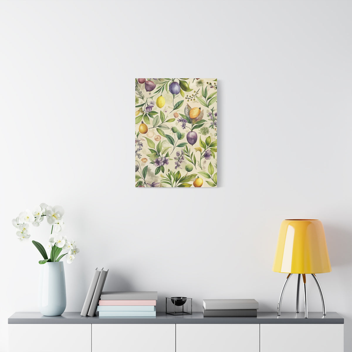 Folk Floral Pattern, Italian Inspired 01 - 18 in x 24 in Matte Canvas, Stretched, 1.25 in