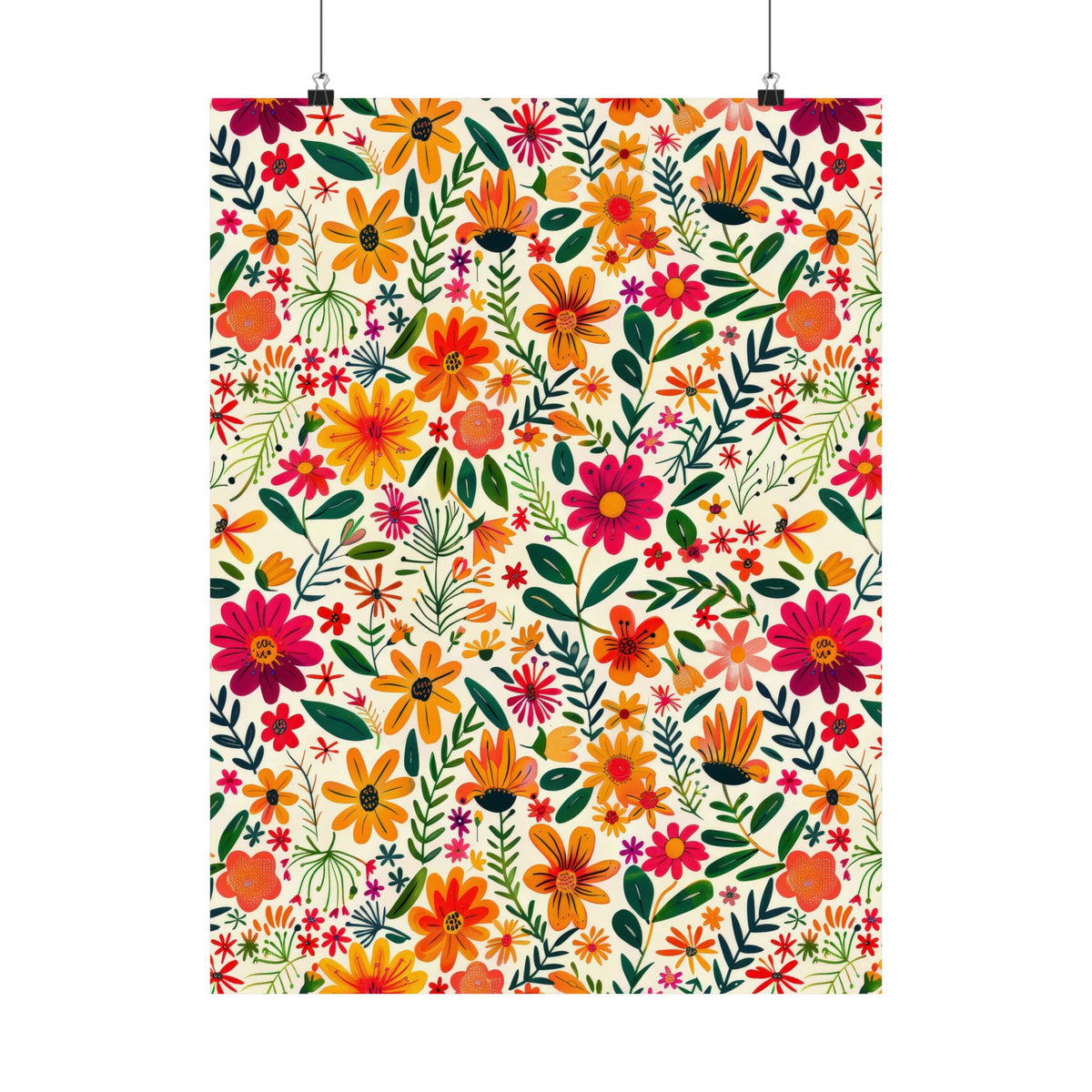 Mexican Floral Fiesta Pattern 004 - 18 in x 24 in Matte Poster