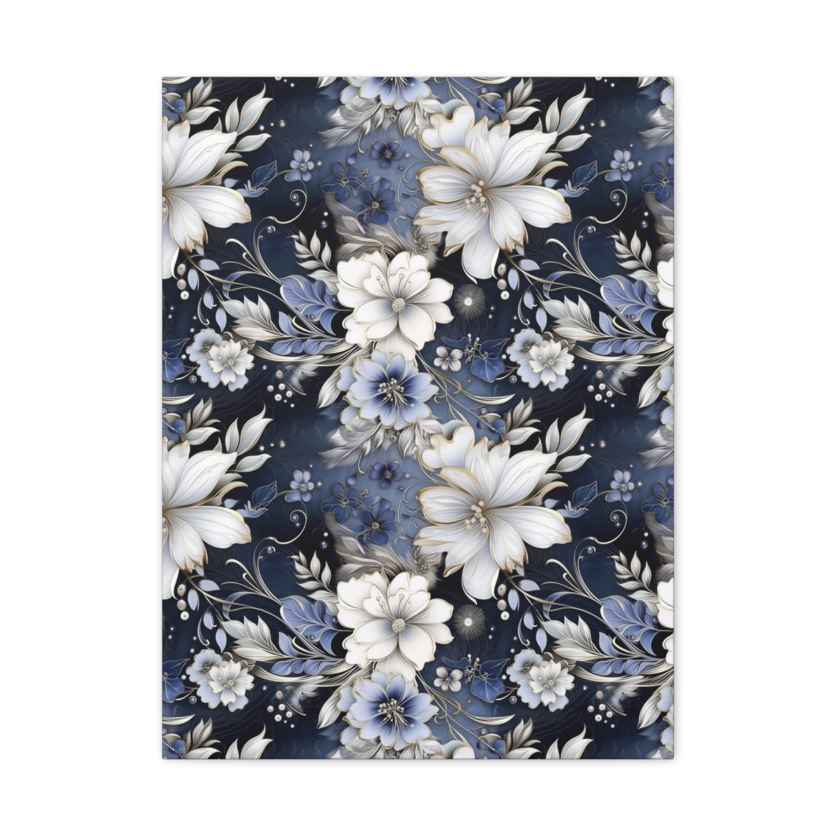 Nocturnal Bloom Pattern 012 - 18 in x 24 in Matte Canvas, Stretched, 1.25 in