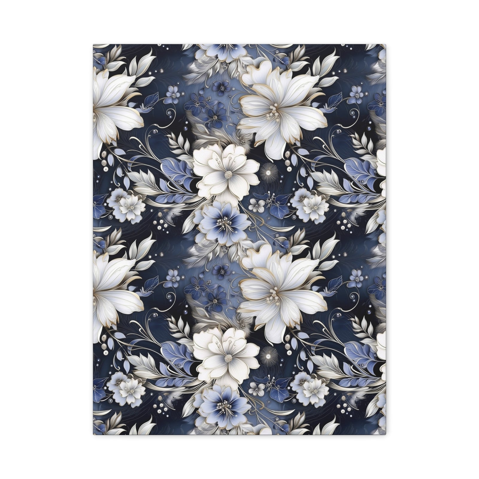 Nocturnal Bloom Pattern 012 - 18 in x 24 in Matte Canvas, Stretched, 1.25 in