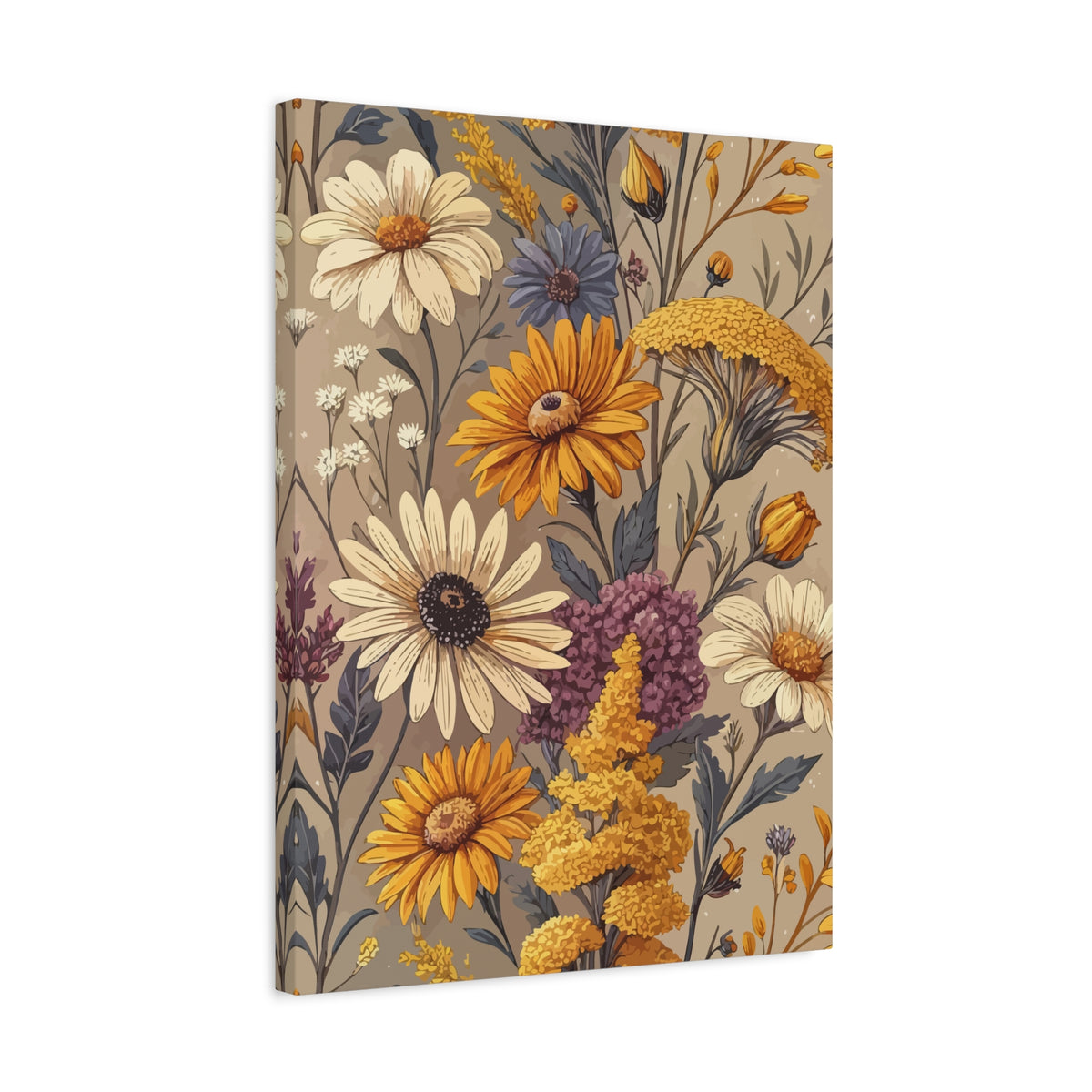 Wildflowers Pattern 024 - 18 in x 24 in Matte Canvas, Stretched, 1.25 in
