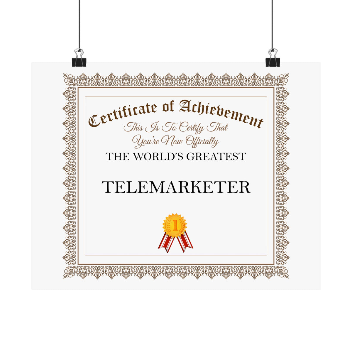 World's Greatest Telemarketer - 14 in x 11 in Matte Poster