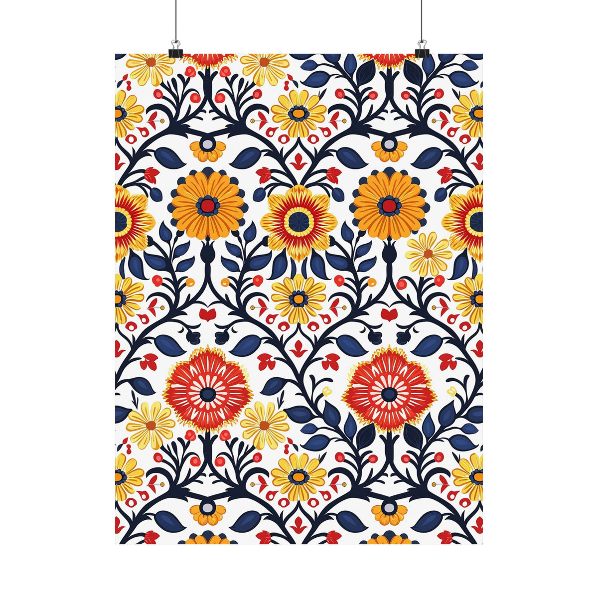 Mexican Floral Fiesta Pattern 043 - 18 in x 24 in Matte Poster