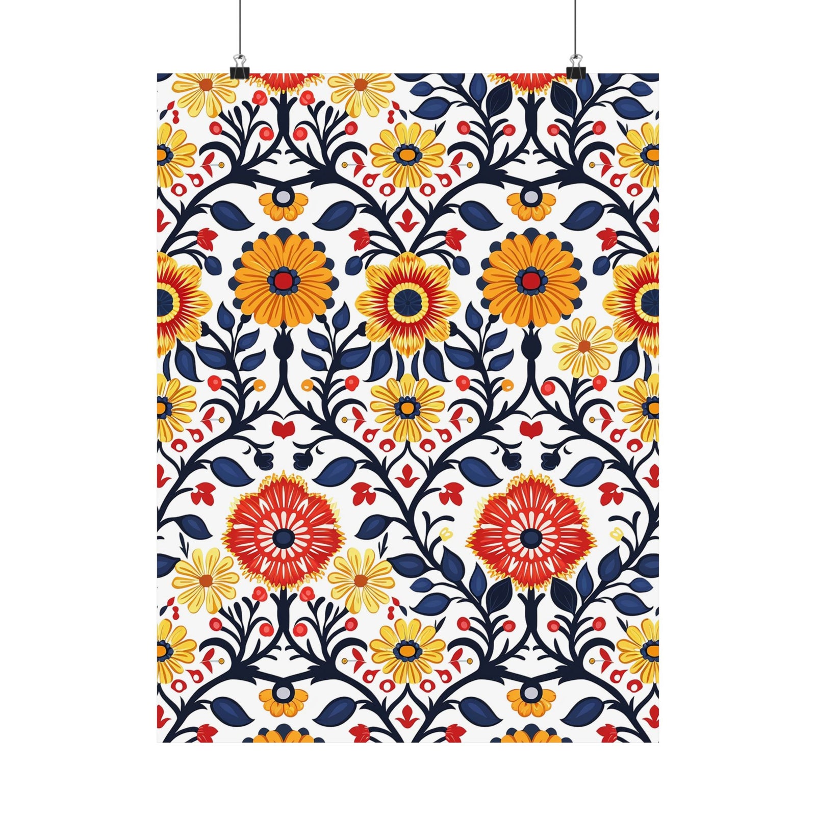Mexican Floral Fiesta Pattern 043 - 18 in x 24 in Matte Poster