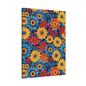 Mexican Floral Fiesta Pattern 045 - 18 in x 24 in Matte Canvas, Stretched, 1.25 in
