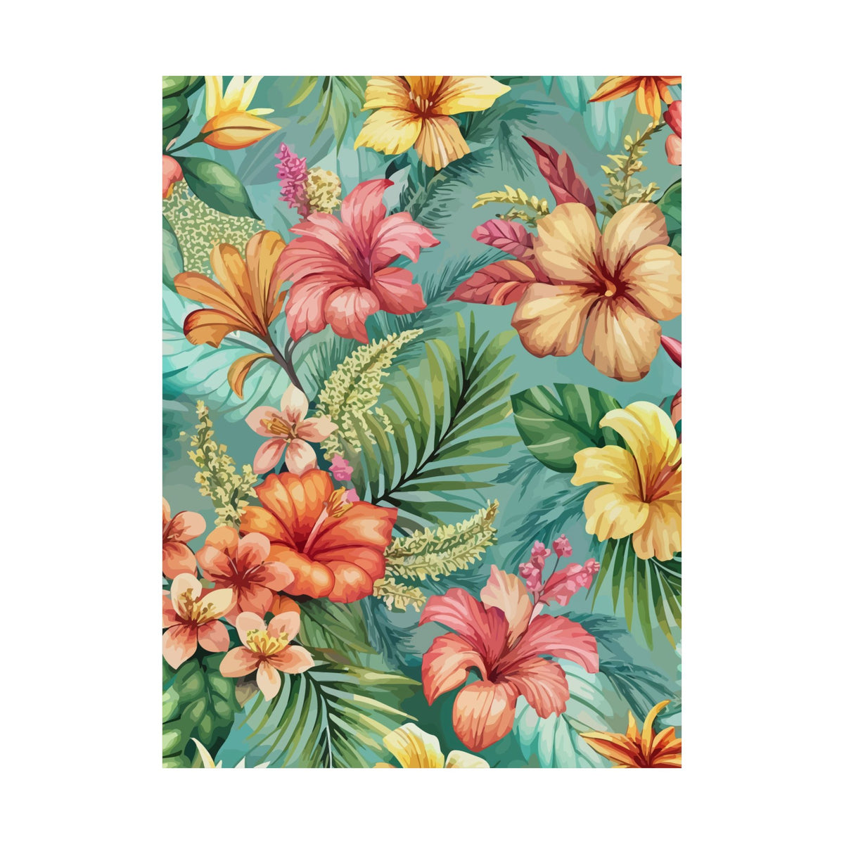 Folk Floral Pattern, Balinese Inspired 03 - 18 in x 24 in Matte Poster