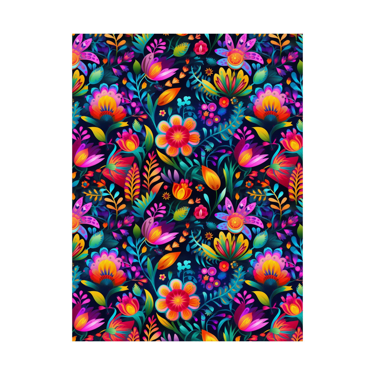 Mexican Floral Fiesta Pattern 056 - 18 in x 24 in Matte Poster