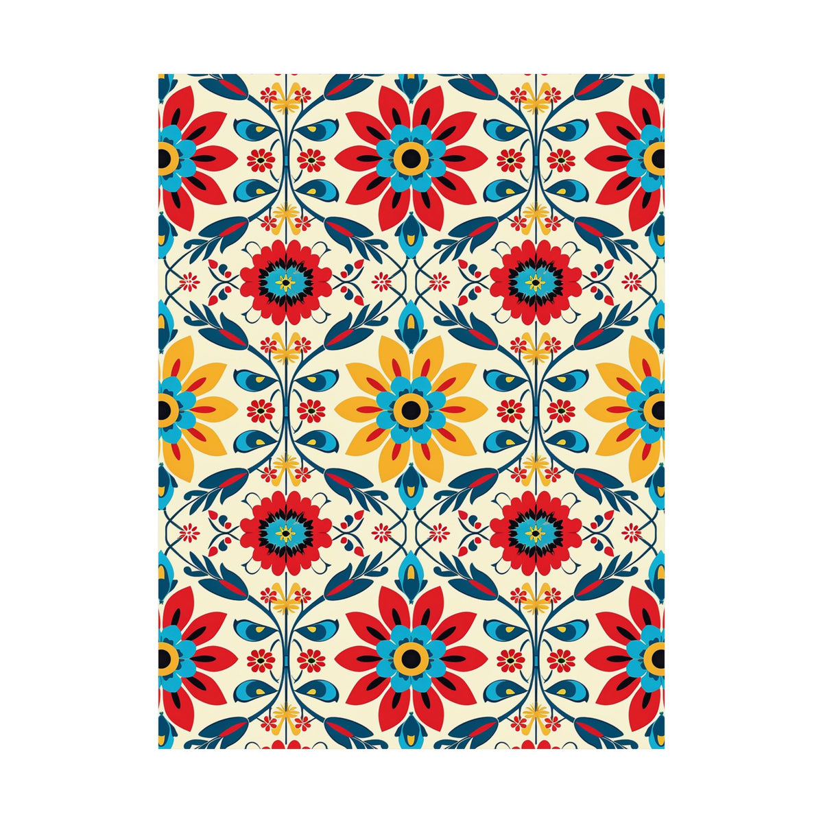 Mexican Floral Fiesta Pattern 041 - 18 in x 24 in Matte Poster