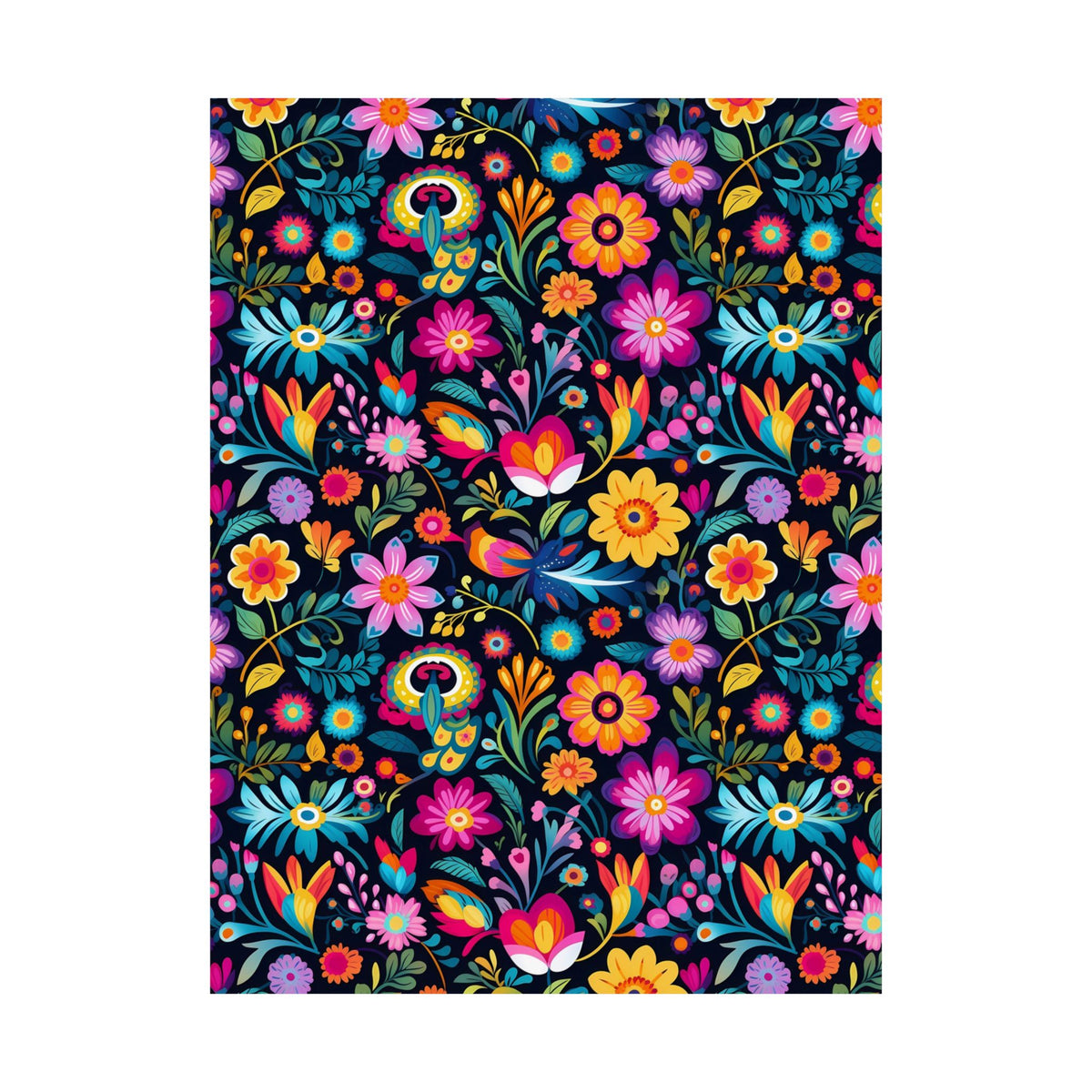 Mexican Floral Fiesta Pattern 055 - 18 in x 24 in Matte Poster
