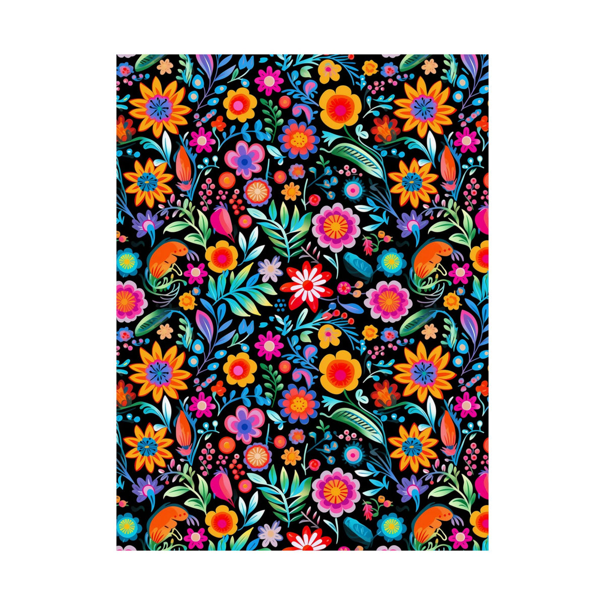 Mexican Floral Fiesta Pattern 060 - 18 in x 24 in Matte Poster